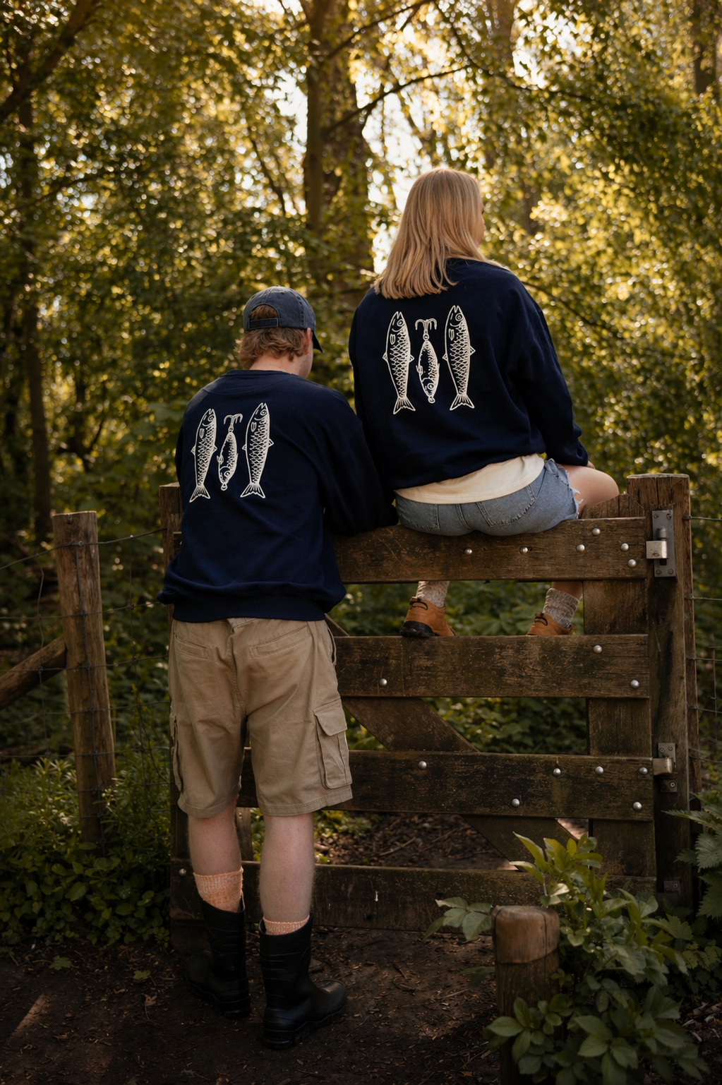 Vissen - sweater navy/ivoor