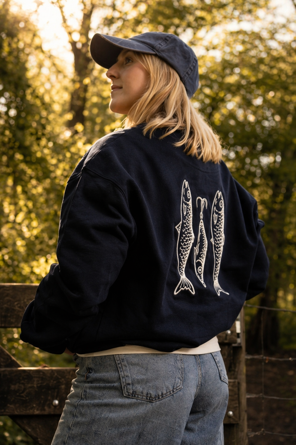 Vissen - sweater navy/ivoor