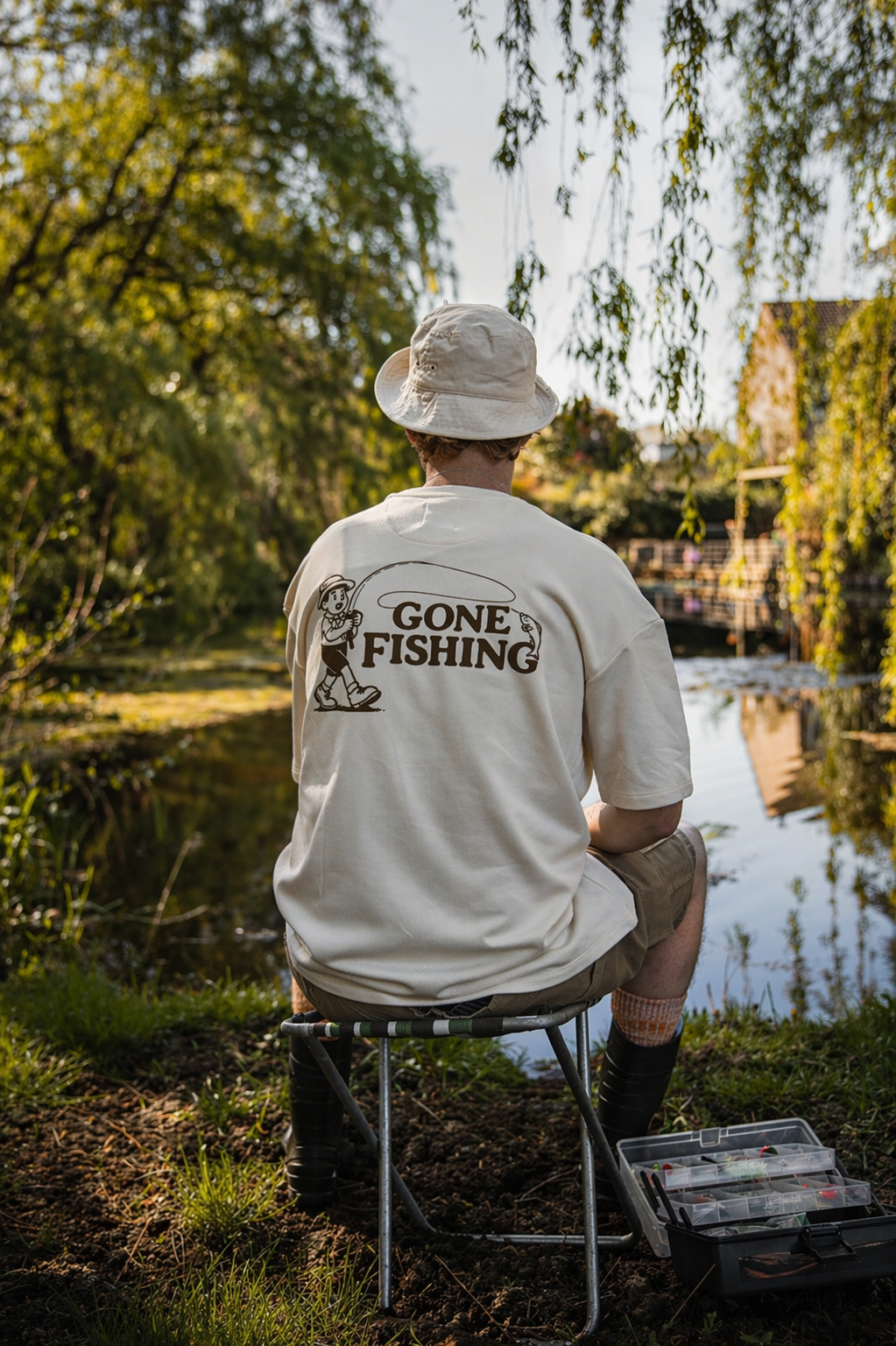Gone Fishing - shirt ivoor