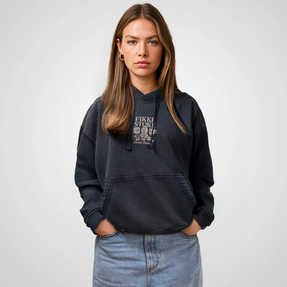 Lunch buddies Hoodie - Verwassen Zwart