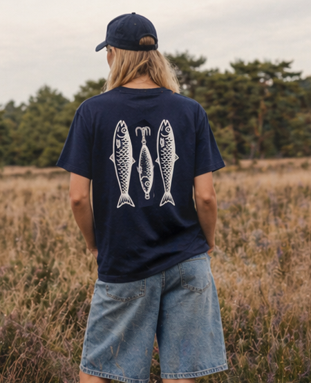 Vissen - T-shirt navy/ivoor