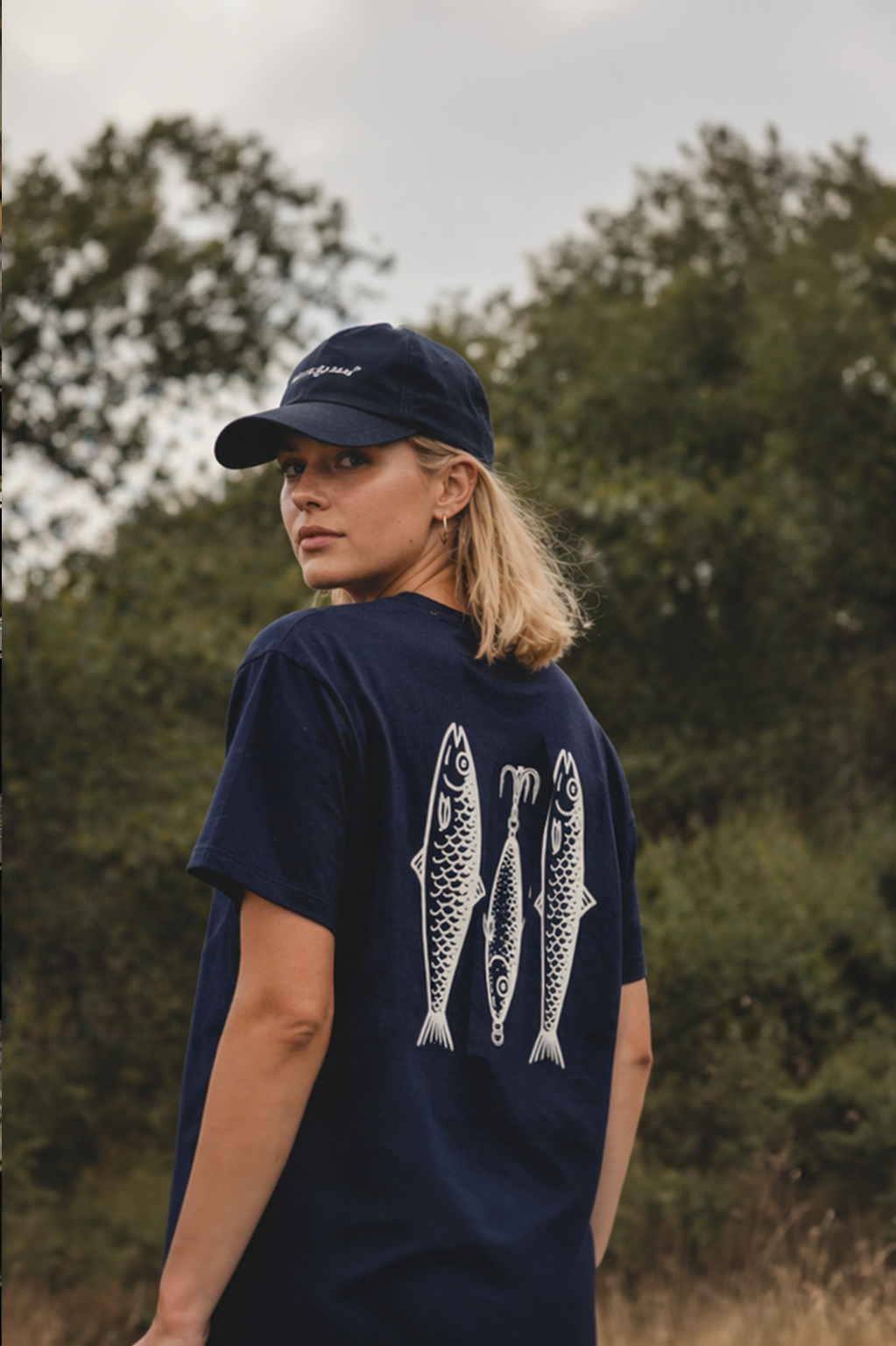 Vissen - T-shirt navy/ivoor